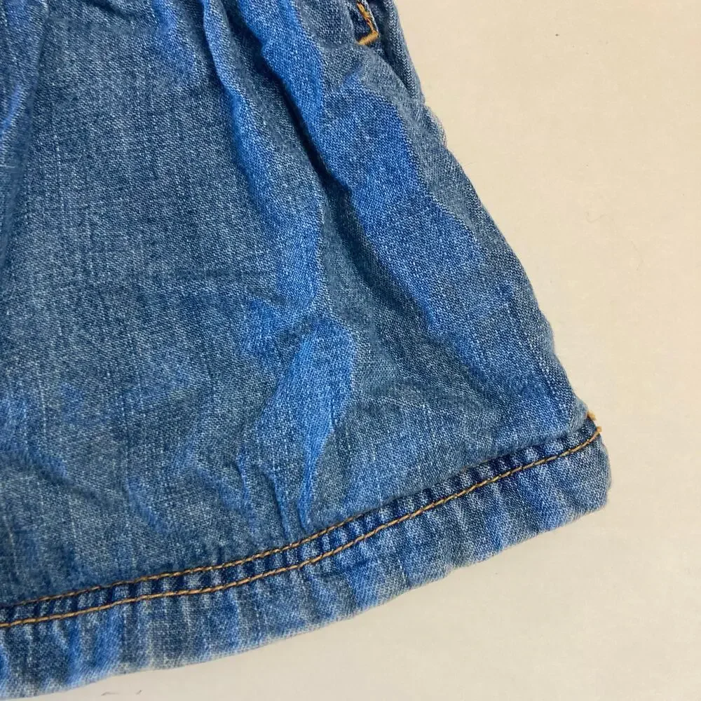 Vintage 90’s The Children’s Place Denim Blue Overall Bib Flare Skirt Dress 6-9m